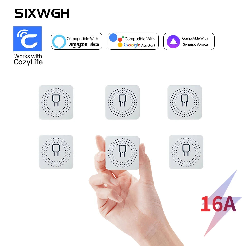 SIXWGH MiNi WiFi Smart Switch Cozylife App Remote Control Timer Home Improvement 2 way Relay Work with Google Home Aleax