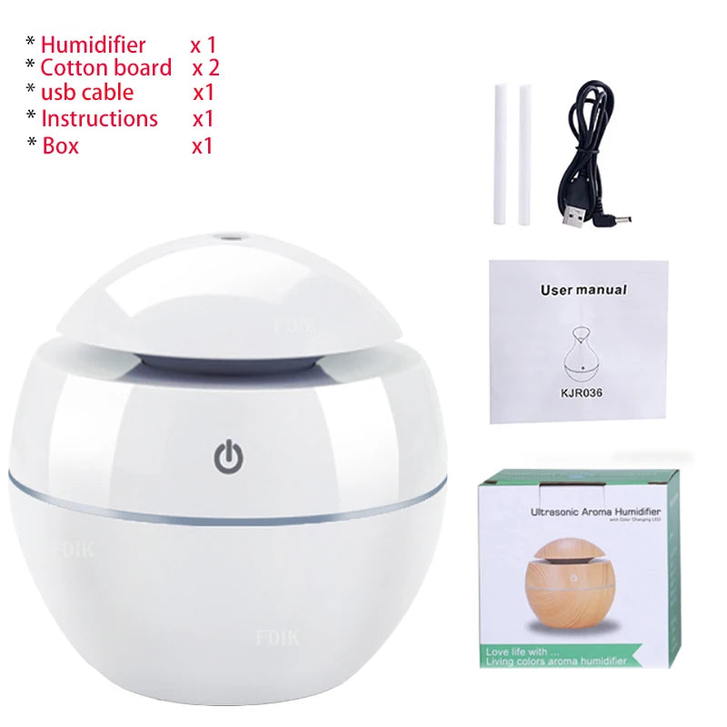 350ML USB aroma oil diffuser wood electric humidifier ultrasonic air humidifier mini aromatherapy LED light mist maker for home