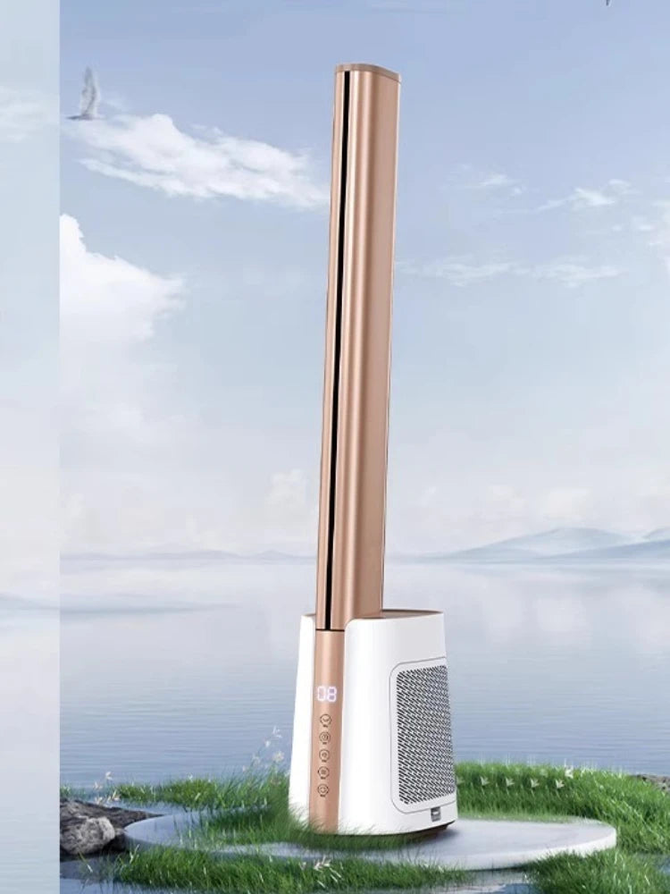 Smart Air Purifier Tower Fan with Cooling Mode - Low Noise Floor Standing AC Bladeless Fan for Whole Room Circulation