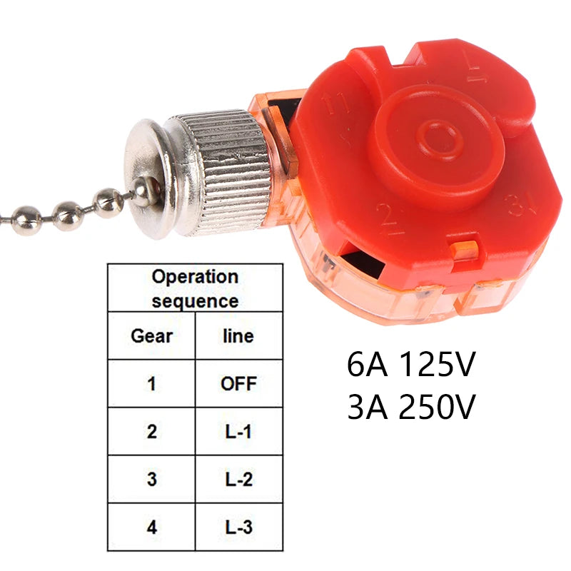 3 Speed Pull Chain Control Brass 4 Wire Ceiling Fan Switch