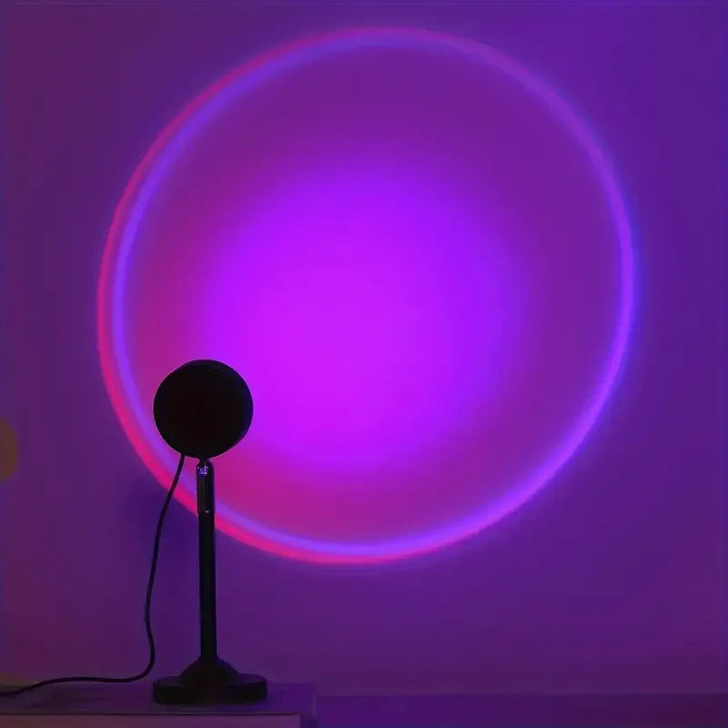 USB-powered sunset projection light, 16 color options, 360° rotating night light with remote control, perfect for bedroom, party