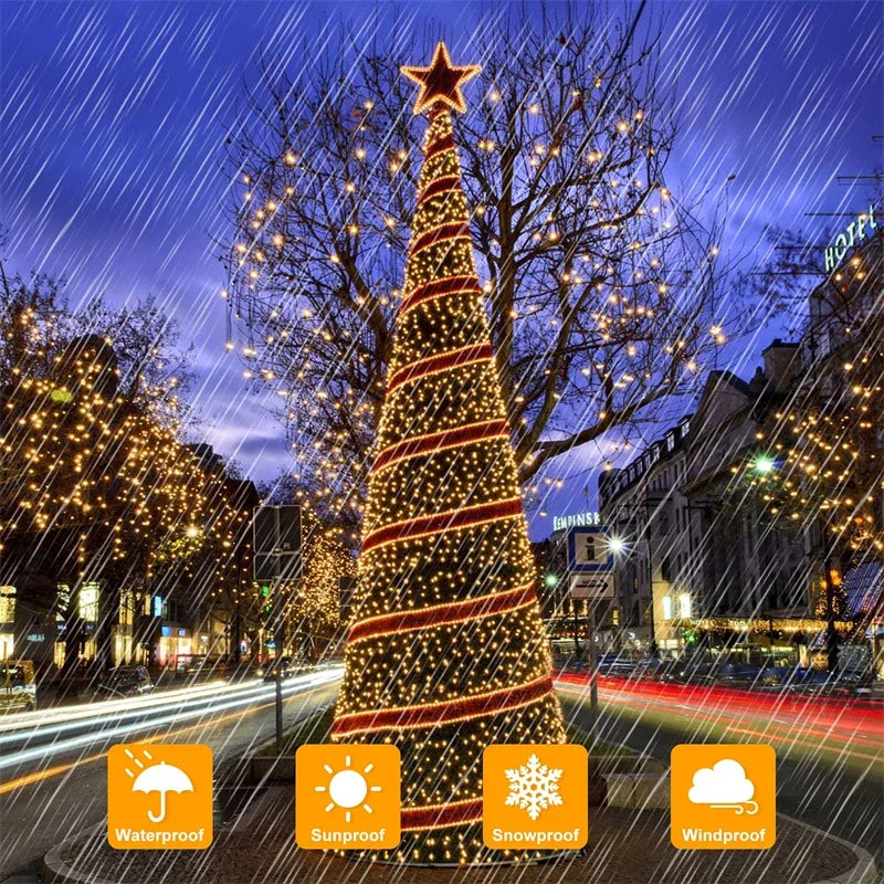 7M/12M/22M/32M LED Solar String Fairy Lights Outdoor Path Garlands Lamp Patio Waterproof Christmas Wedding Garden Street Lights