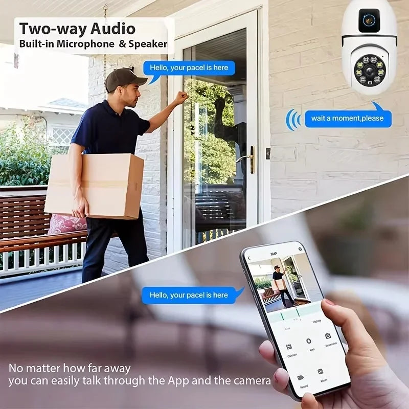 8MP E27 Bulb Surveillance Camera Wifi Camera Dual Lens Security Wireless Baby Monitor Two-way Automatic Human Tracking Monitor
