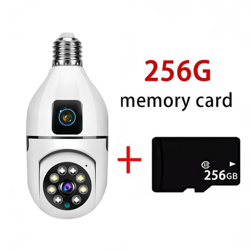 8MP E27 Bulb Surveillance Camera Wifi Camera Dual Lens Security Wireless Baby Monitor Two-way Automatic Human Tracking Monitor