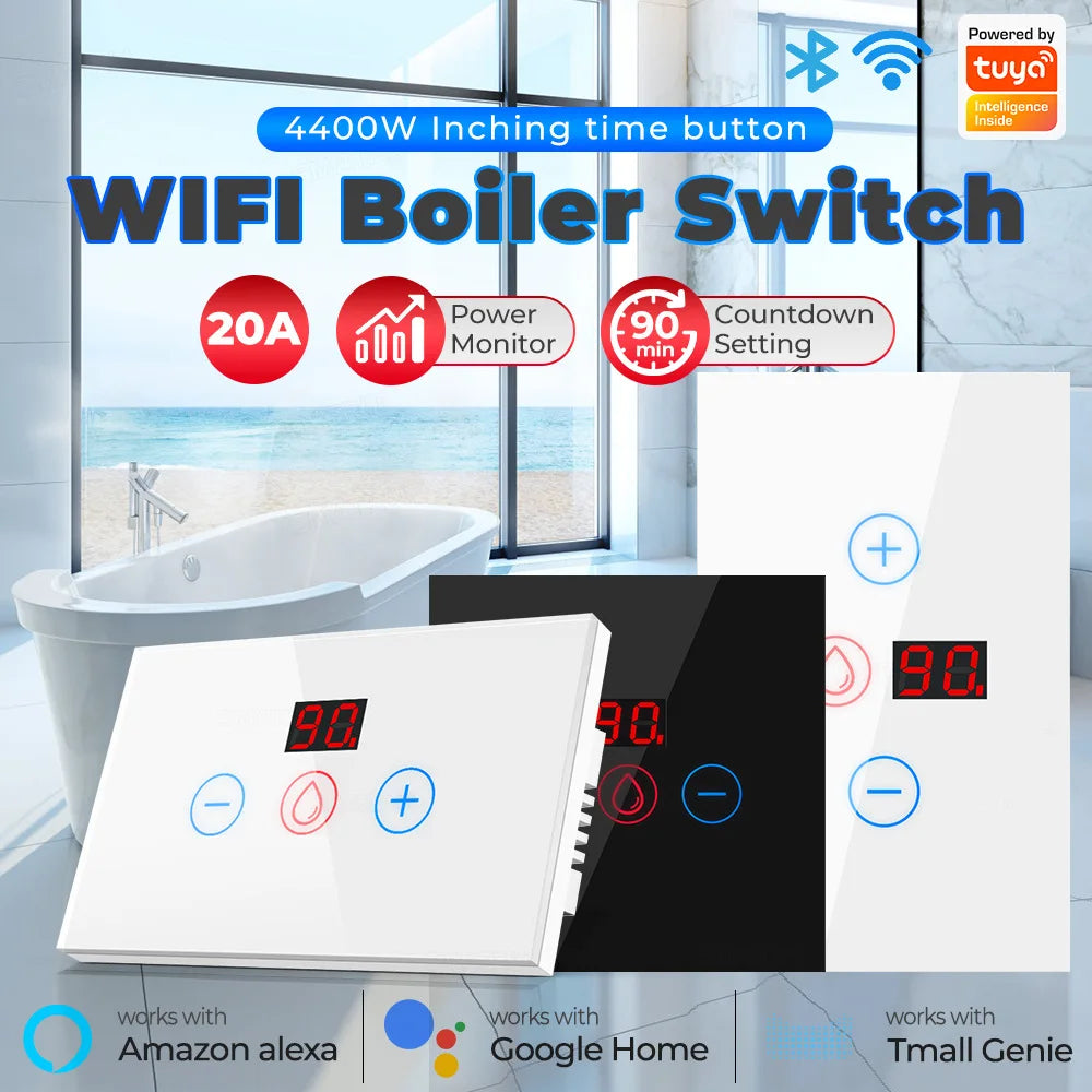 Tuya EU US WiFi/zigbee Smart Water Heater Boiler Switch With Power Monitor Smart Life Control Works With Alexa Alice Google Home