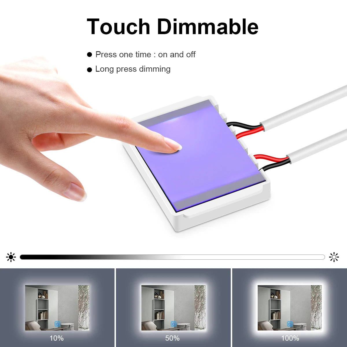 12V 5A LED Dimmer Switch Capacitive CCT Adjustable Touch Sensor Switch For Bathroom Mirror Light Backlight Decoration