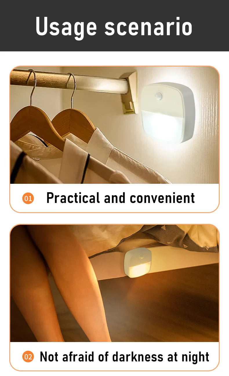 LDHLM Motion Sensor Light LED Night Lights AAA Battery Powered Bedroom Wall Staircase Closet Aisle Body Induction Lamp