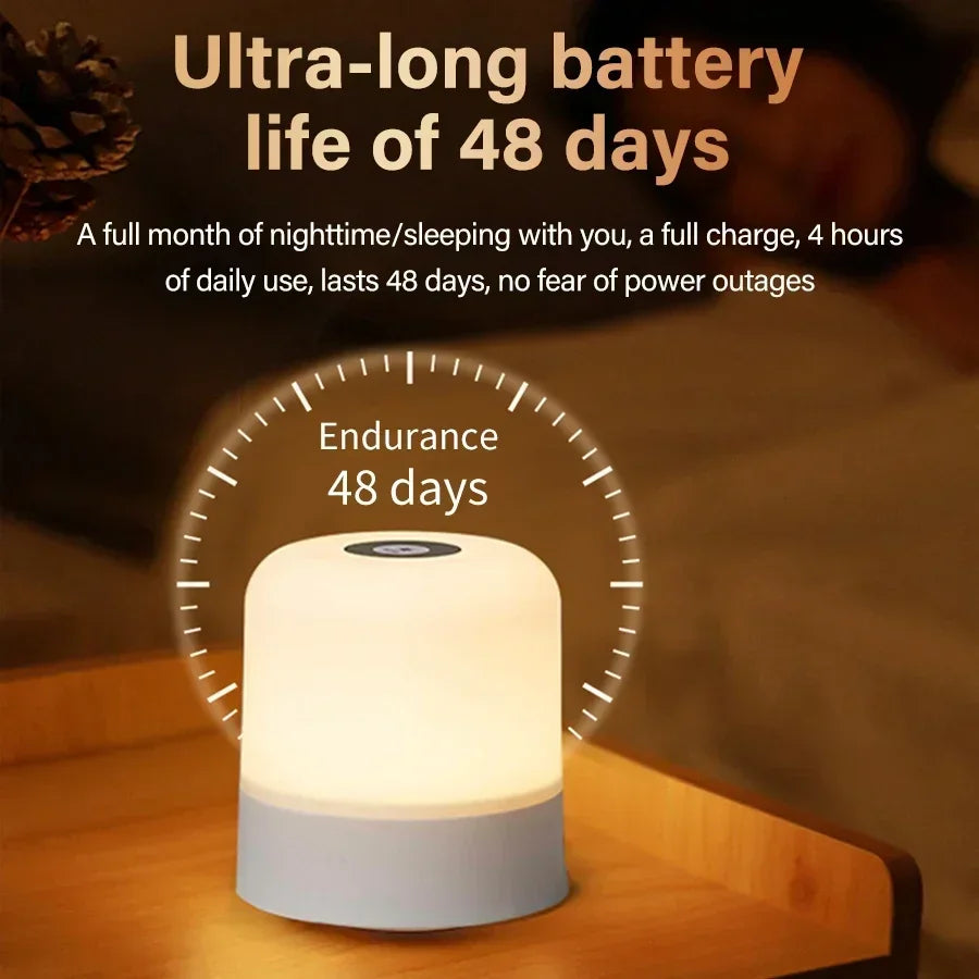 Rechargeable Led Night Light with Remote Control Touch Switch Table Lamp for Reading Bedroom White RGB Color Dimmable Portable