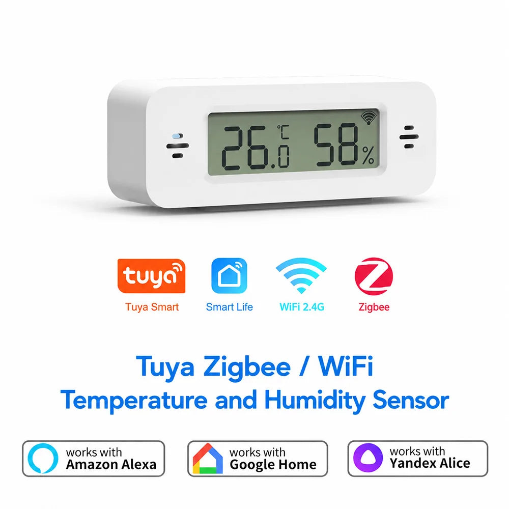Tuya Zigbee WiFi Mini Temp & Humi Sensor Smart Home Thermometer Hygrometer APP Remote Works with Google Home Alexa Yandex