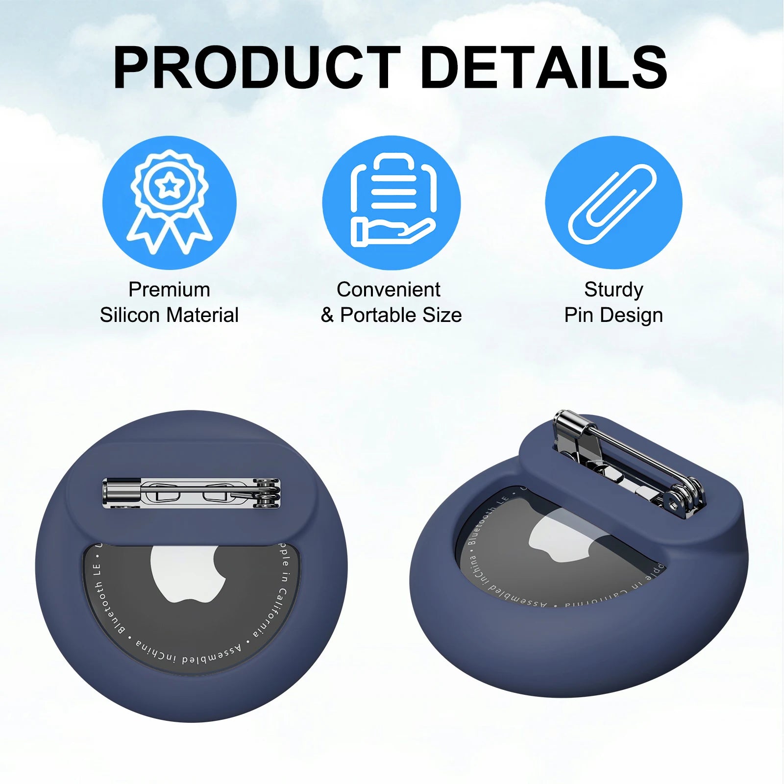 Silicone Holder for Apple Airtag Case with Safety Pin GPS Tracker Cover for Children Elderly Hidden Inside Clothes Shoe Backpack