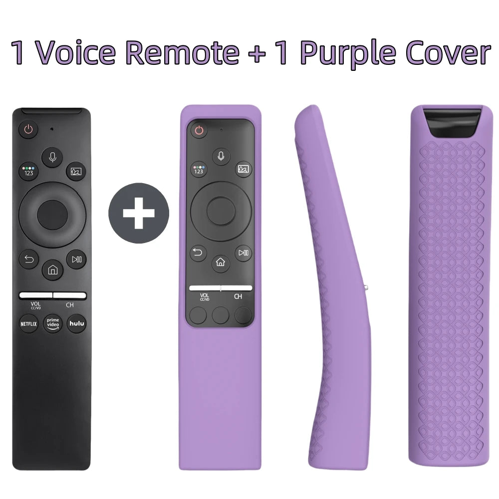 Replacement Voice Remote for All Samsung Smart Curved Frame QLED LED LCD 8K 4K TVs with Voice Function, Standing Silicone Cover