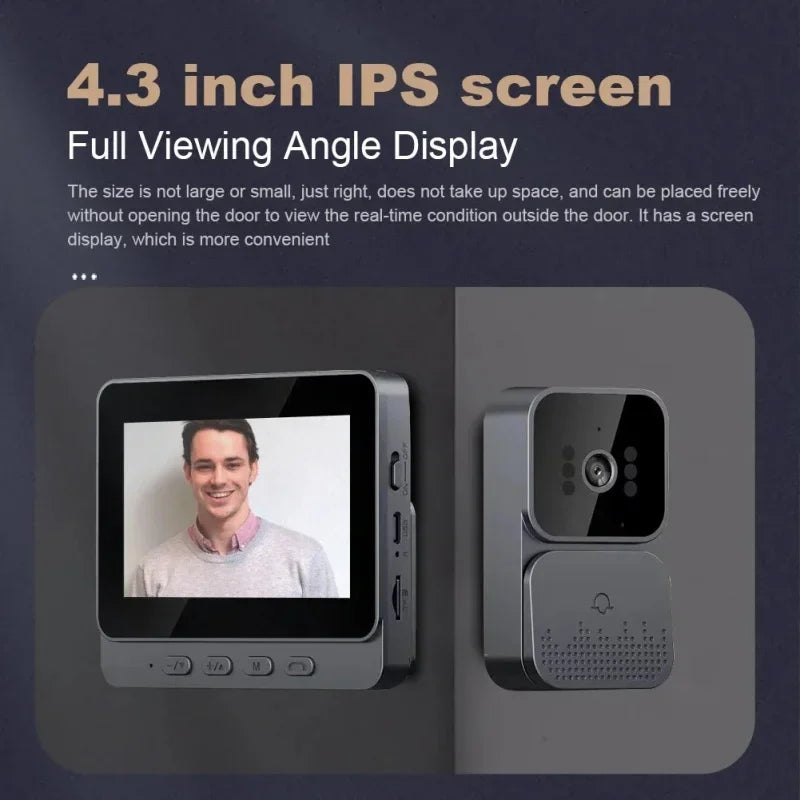 Smart WiFi 2.4G Wireless Doorbells Video Intercom Camera Inteligente Night Vision 4.3inch HD Screen For Security Home Apartment
