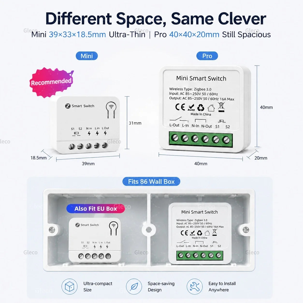 Zigbee TUYA 1/2/3Gang Mini Smart Switch Module 10A/16A DIY Relay Switches Breaker Works With Alexa Google Home Assistant 2MQTT