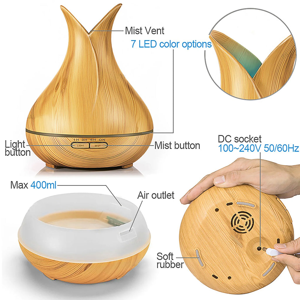 WiFi Smart 550ML Electric Aroma Diffuser Essential Oil Diffuser Air Humidifier Ultrasonic Remote Control Mist Maker Home