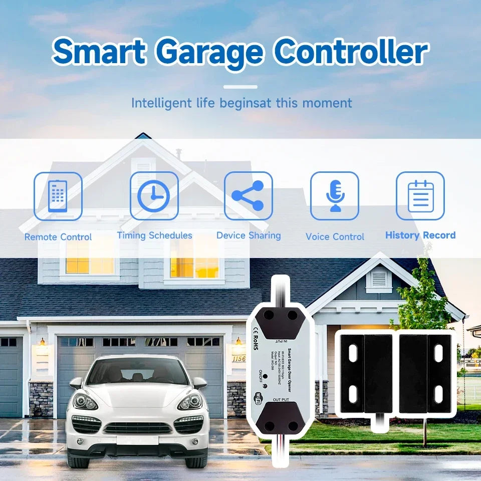 Tuya WiFi Switch Smart Garage Door Opener Controller Smart Home Module Smart Life APP Remote Control Supports Alexa Google Home
