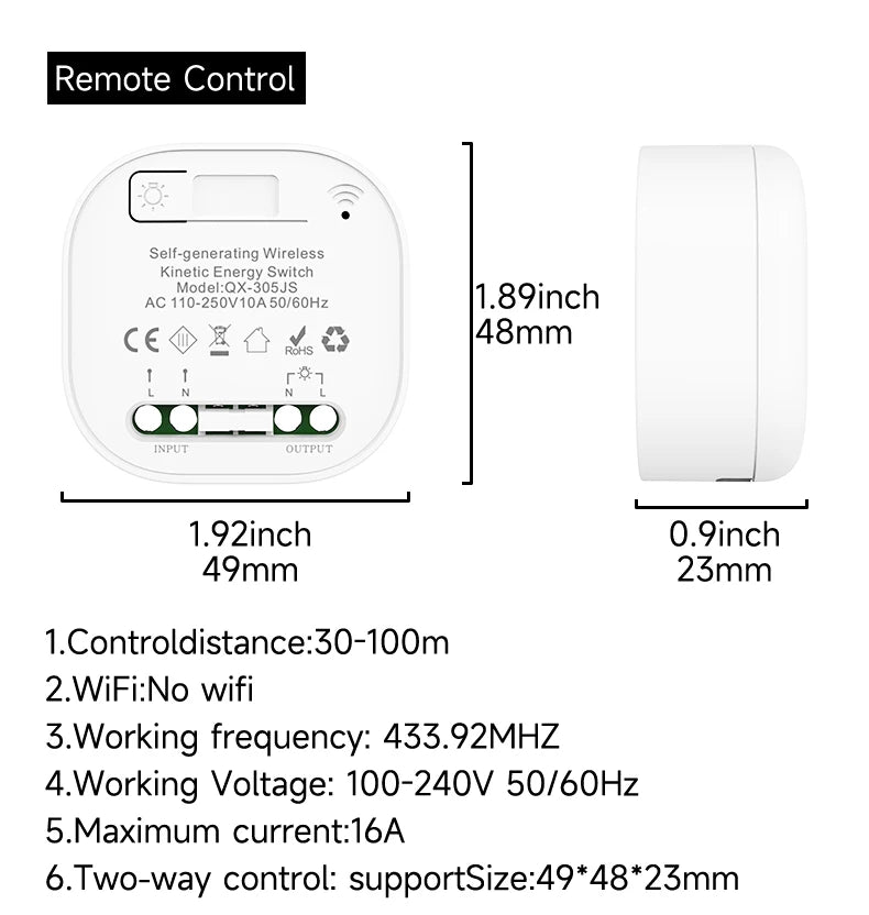 Battery Free RF433 Household Wireless Wall Switch Wiring Free Self Generating Kinetic Energy Panel Waterproof Lighting Switches