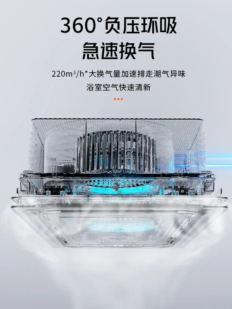 220V Intelligent Integrated Electric Heater with Ceiling Lighting for Bathroom - High-end Smart Heating Appliance Combo DAA