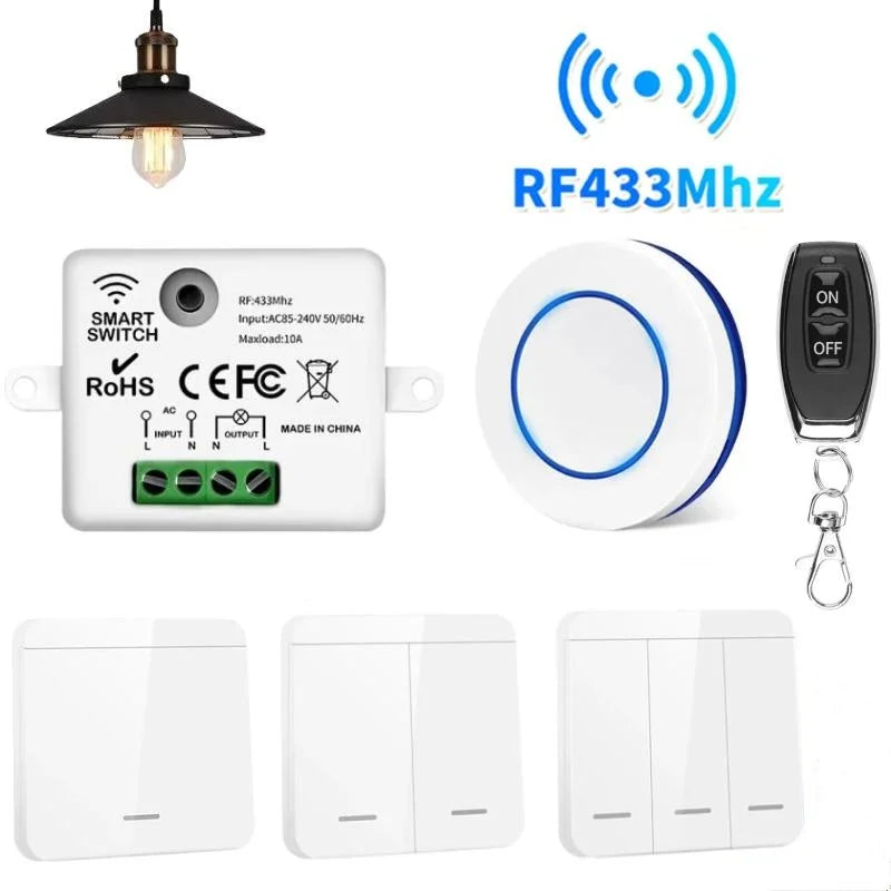 RF433Mhz Wireless Remote Control 12V ON OFF Switch Module Home Garage Door Light Switch 220V 110V 10A Breaker Wall Switch Sets