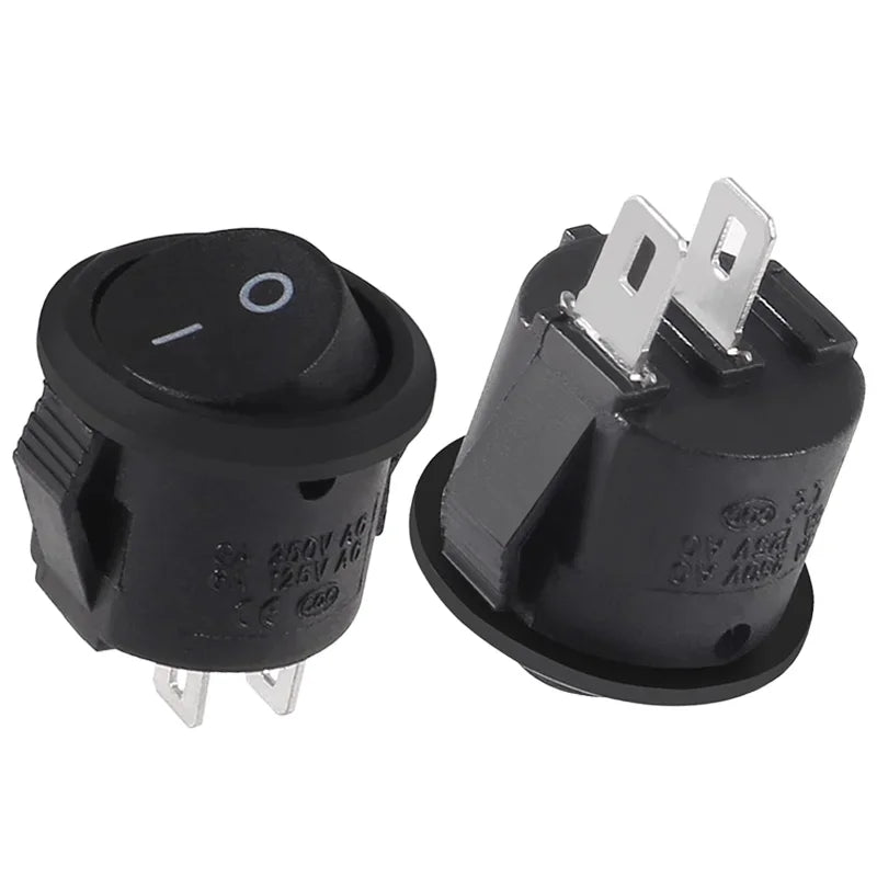 5/20pcs 12V Round Rocker Switch ON/OFF 2 Pin SPST Camper Van Caravan Motorhome 20MM Circle Toggle Switch