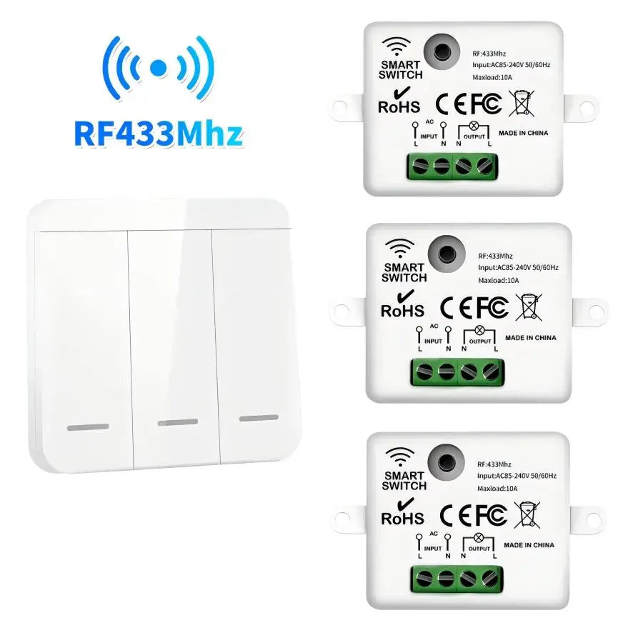 RF433Mhz Wireless Remote Control 12V ON OFF Switch Module Home Garage Door Light Switch 220V 110V 10A Breaker Wall Switch Sets