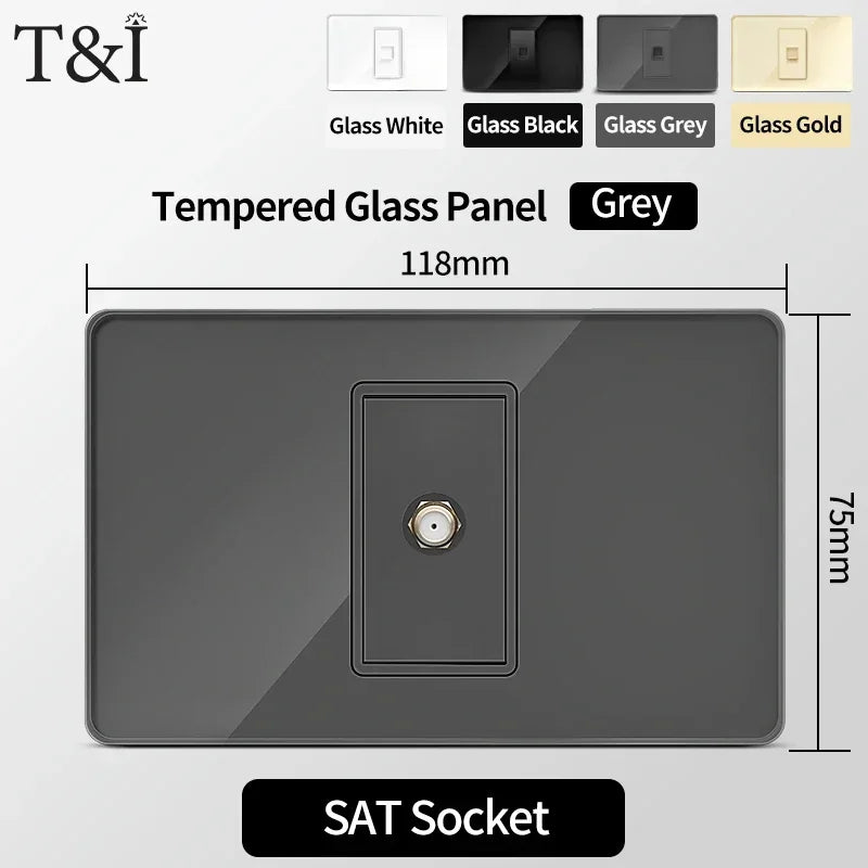 US MexicoSeries Tempered Glass Panel Plate Power Wall Socket USB Type-C Outlet Light Switch 2Way Control Home Office 110V