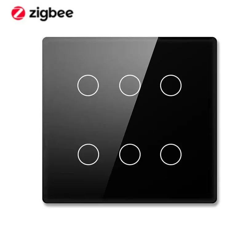 AlexXi Zigbee 4x4 Brazil Touch Sensor Glass Panel Light Switch Tuya Smart Life App 4/6/8 Gang Remote by Alexa Dot Google Home