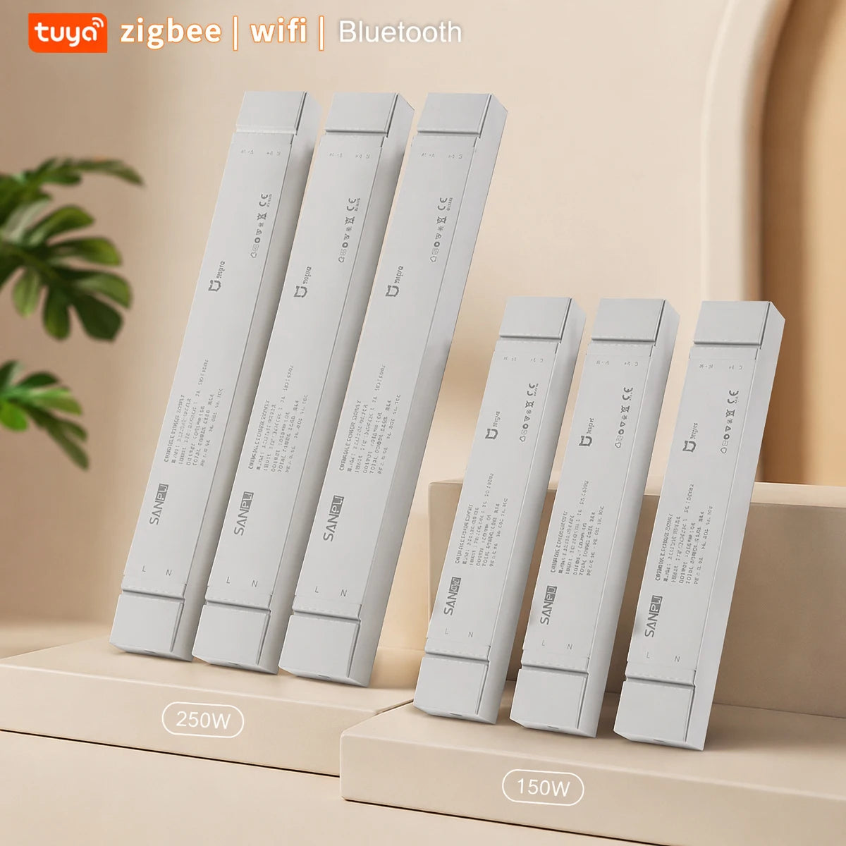 Tuya Zigbee Bluetooth Wifi Smart CCT Dimming Driver LED Strip Transformer, 24V 150W/250W Tunable White LED Switching Power Suppl