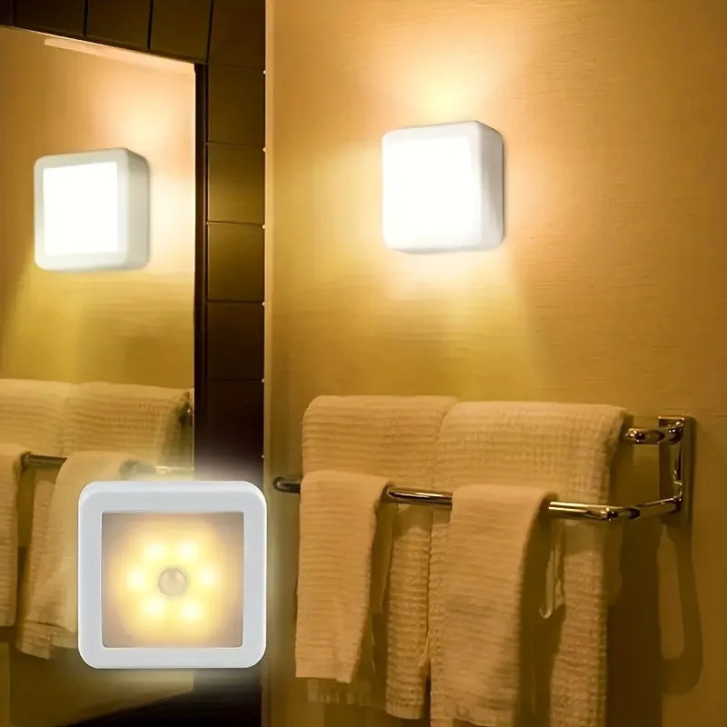 Motion Controlled Human Body Sensor LED Night Light Smart Battery Operated WC Bedside Lamp For Room Hallway Pathway Home Light