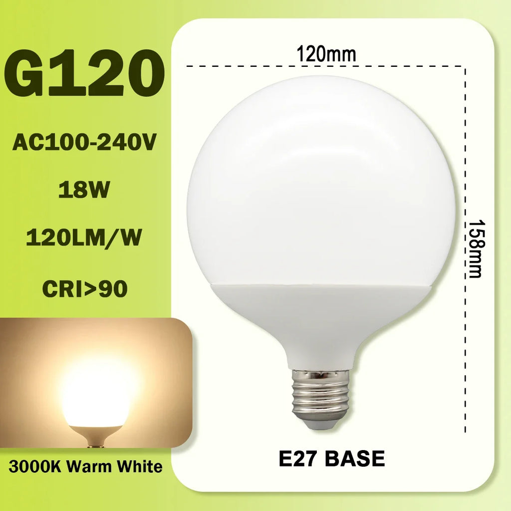 Energy Saving LED Bulb G80 G95 G120 Global Light Lamp E27 Bubble Ball Bulb 3PCS Pack RA90 White Warm White LED 110V 220V