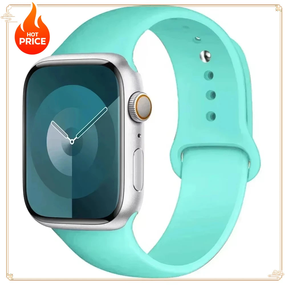 Original Silicone Strap for Apple Watch Band 38/40/41/42/44/45/46MM 49mm Bracelet for Iwatch Serie 10 9 7 4 5 6 8 SE Ultra 2 3