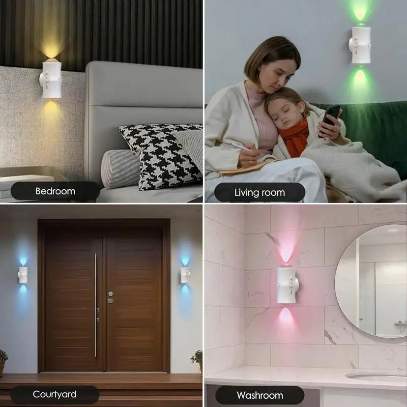 RGB 7colors Motion Sensor LED Night Light USB Charging Intelligent Human Induction Double Head Cabinet Lamp Kitchen Stairs Light