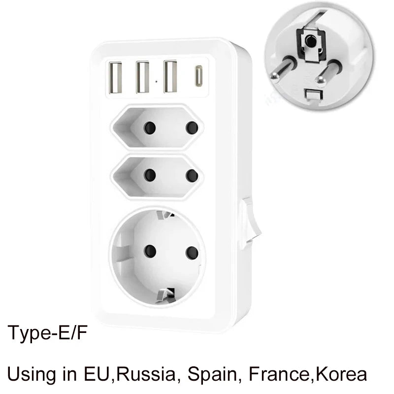 EU Plug Adapter Wall Outlet USB 1 To 2 Way European Standard Extender Socket With 2 USB Port Power Strip AC Convert Adaptor