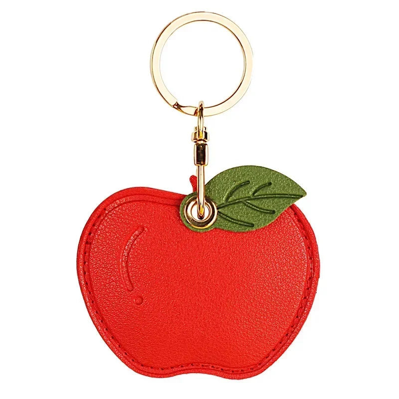 Leather Keychain Holder Case for Apple AirTag Cute Protective Air Tag Cover Keychain Ring Anti-Scratch Finder GPS Tracker Case