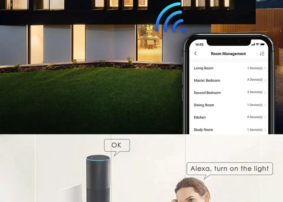 Tuya Smart Switches US Neutral Wire/No Neutral Wire Required 1/2/3/4 Gang WiFi Touch Light Switch Work with Alexa Google Home
