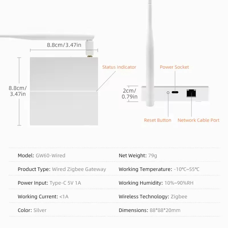Tuya Zigbee3.0 Smart Wired Gateway Hub With Signal Antenna Smart Home Bridge,Smart Life App For Yandex Alice Alexa Google Home