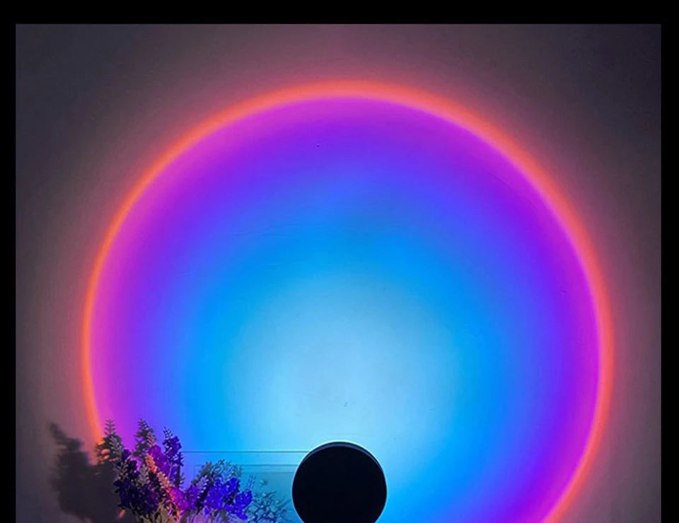 LED Sunset Lamp USB Rainbow Neon Night Light Projector Lamp Room Phone Self Photography Atmosphere Light Bedroom Wall Decor Gift