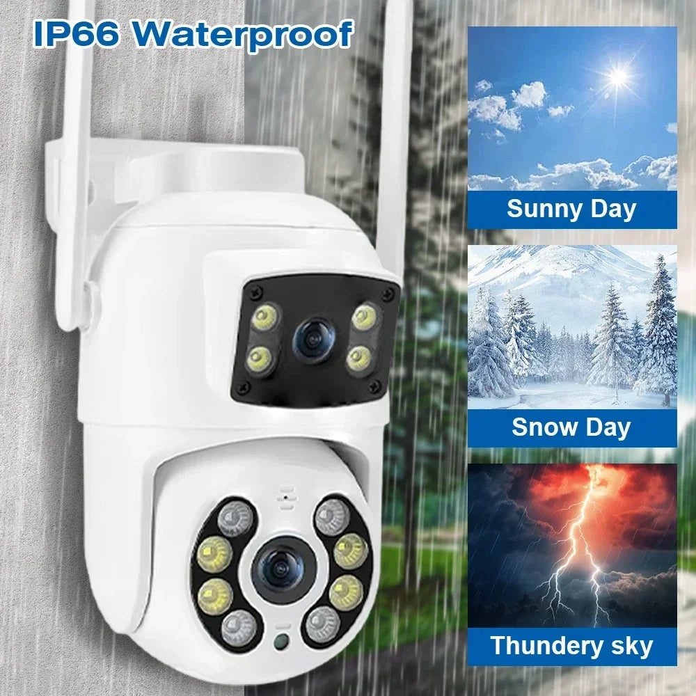 4K 8MP Dual Lens Dual Screens PTZ Wifi Camera with AI Human Detection Wireless Outdoor CCTV Security IP Camera Ziicam
