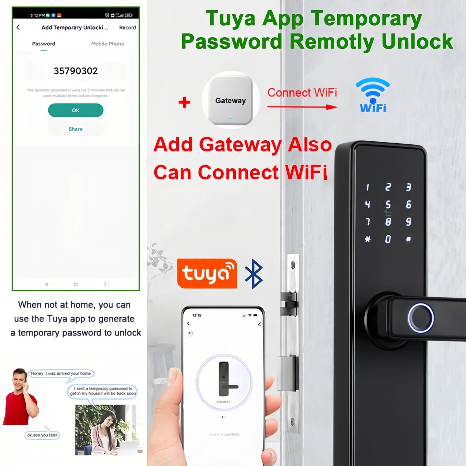 CDOK K20-Tuya Bluetooth door lock, multiple unlocking methods, suitable for office/apartment/B&B/bedroom doors