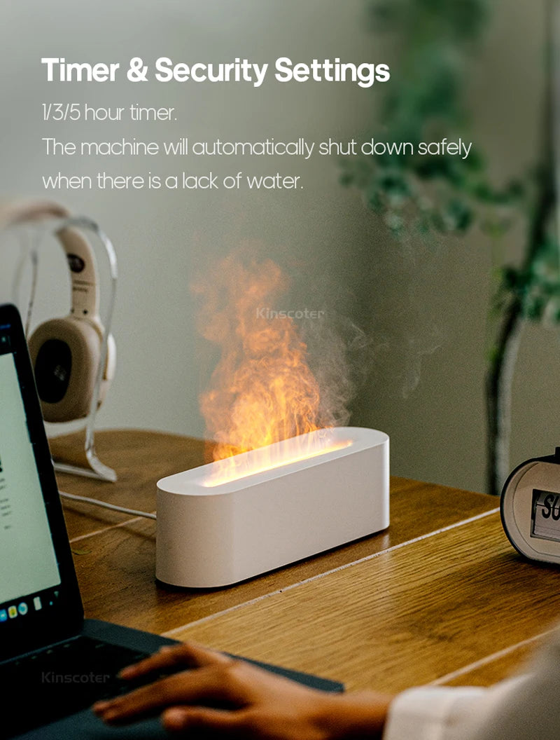 Simulation Colorful Flame Aroma Diffuser Air Humidifier Aromatherapy Essential Oil Timing Ultrasonic Cool Mist Maker Fogger