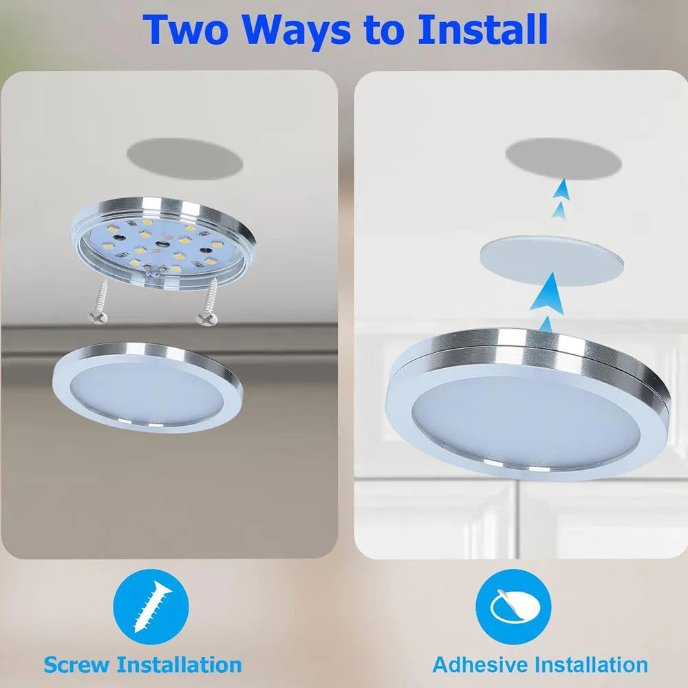 2-9Pcs Homekit WiFi Round RGB LED Under Cabinet Closet Light Furniture Dimmable Wardrobe Lamp 12V Siri Voice Control APP Remote