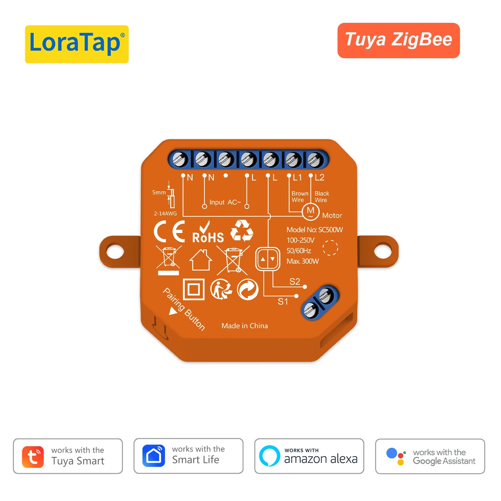 LoraTap ZigBee Blinds Sunshade Roller Shutter Switch Module For Motor Tuya Smart Life Percentage Control Timer Google Home Alexa