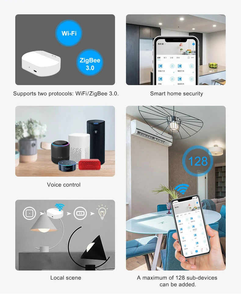 ZigBee 3.0 Smart Gateway Hub Wireless Bridge eWeLink APP Smart Home Automation Works With Alexa Google Assistant Alice