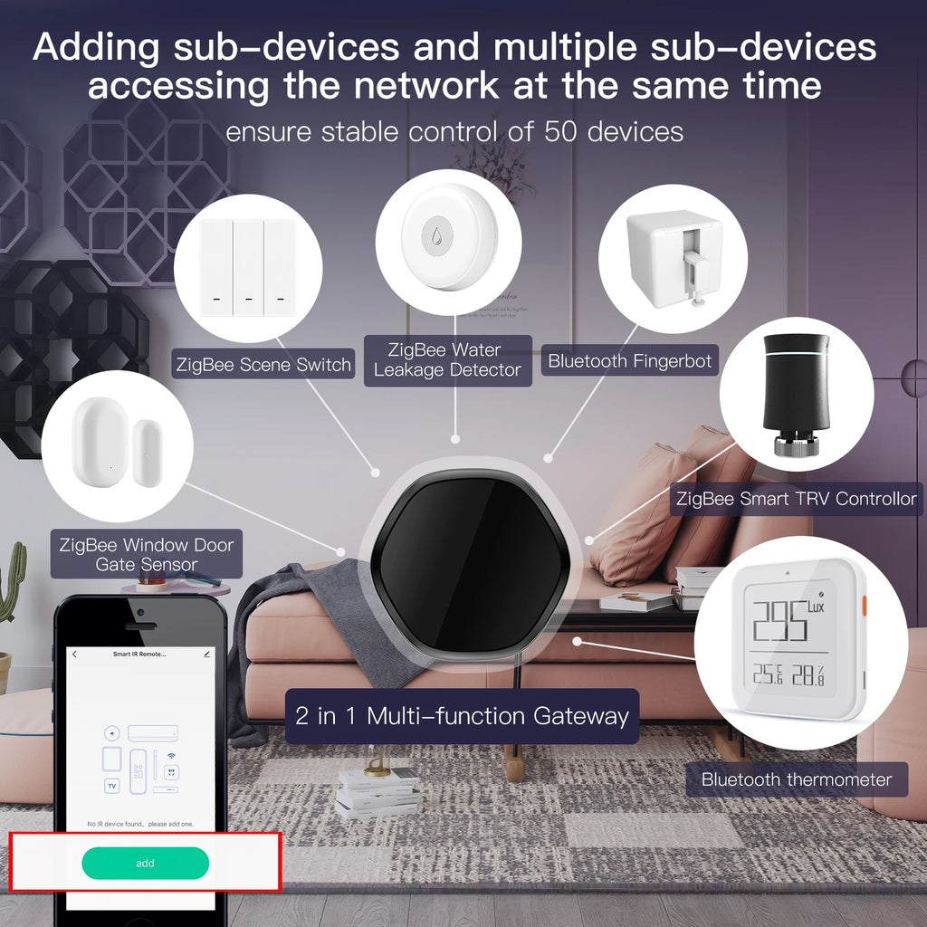 MOES Tuya Smart ZigBee Multi-mode Gateway Bluetooth Mesh Hub 38K IR Remote Controller 2in1 Voice Control For Alexa Google Home