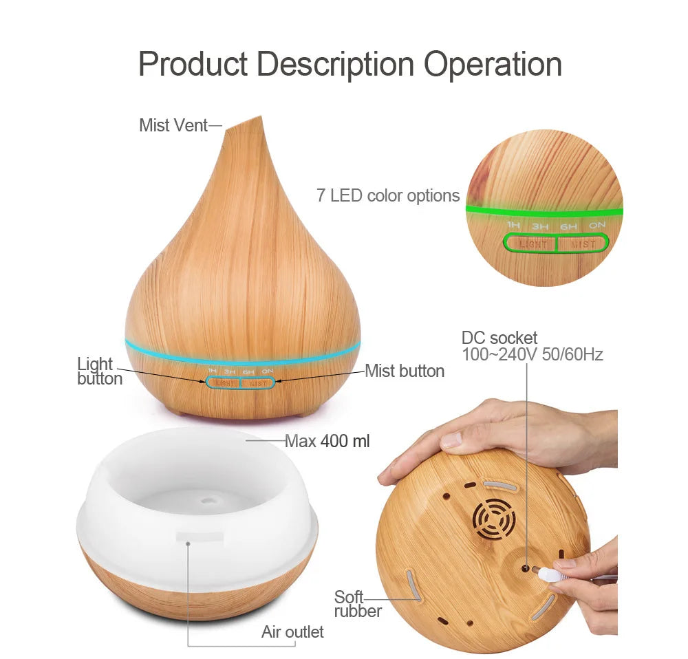 Smart WiFi Wooden Essential Oil Diffuser Air Humidifier Voice Control Humificador For Bedroom Home Plants Support HomeKit