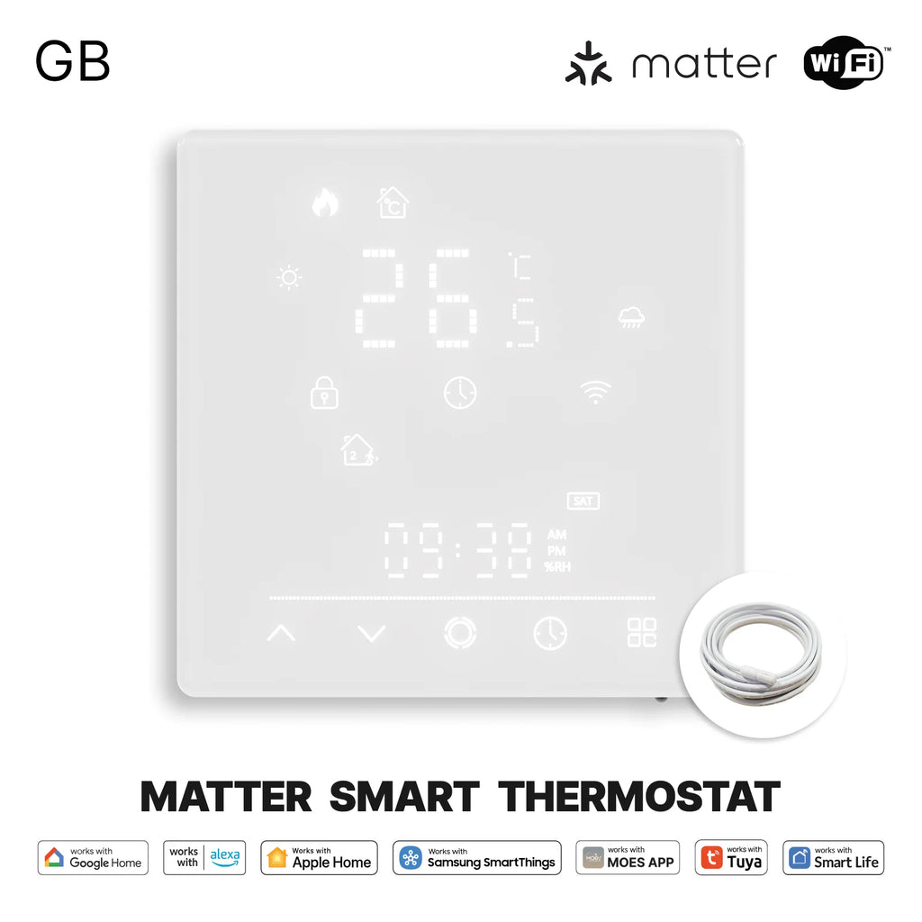 MOES Matter WiFi Smart Thermostat Temperature Controller Tuya Water Boiler Electric Heating With Alexa Google Apple Smartthings