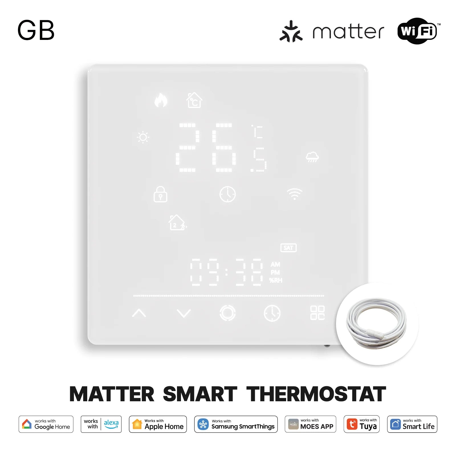 MOES Matter WiFi Smart Thermostat Temperature Controller Tuya Water Boiler Electric Heating With Alexa Google Apple Smartthings