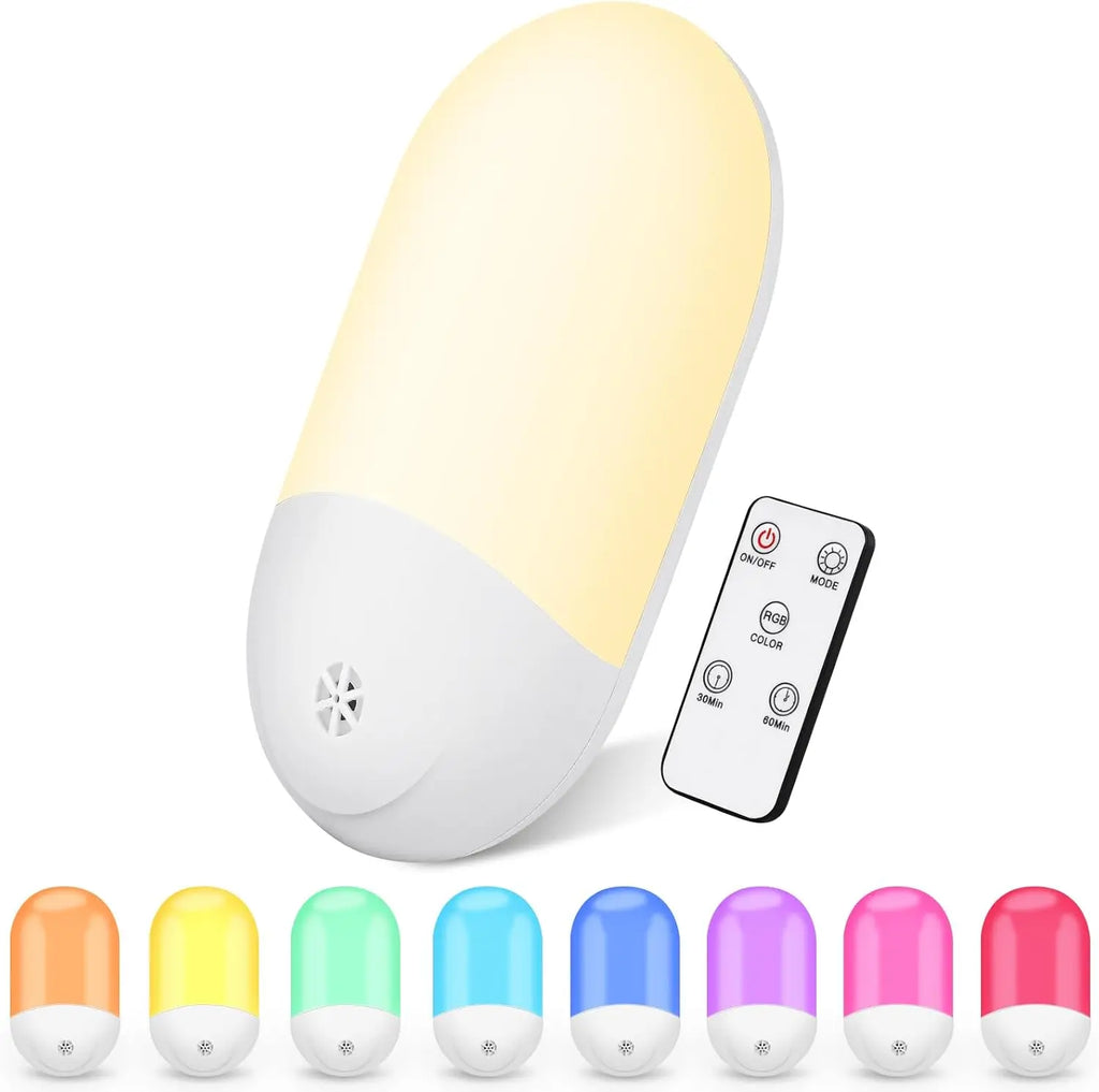 Baby Night Lamp Warm LED Bedside Lamp with Plug-in Wall Remote Control  Kawaii Room Decor RGB Multicolor Light