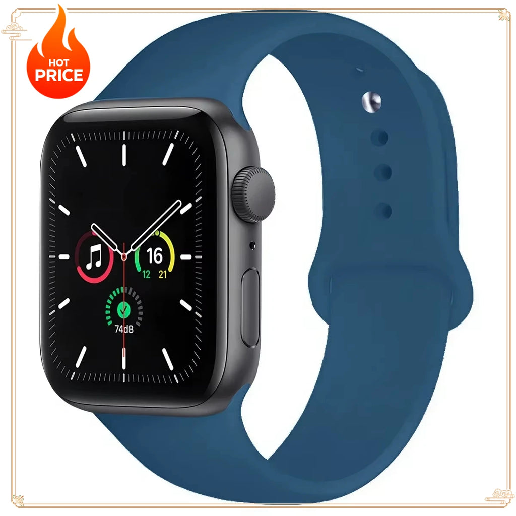 Original Silicone Strap for Apple Watch Band 38/40/41/42/44/45/46MM 49mm Bracelet for Iwatch Serie 10 9 7 4 5 6 8 SE Ultra 2 3