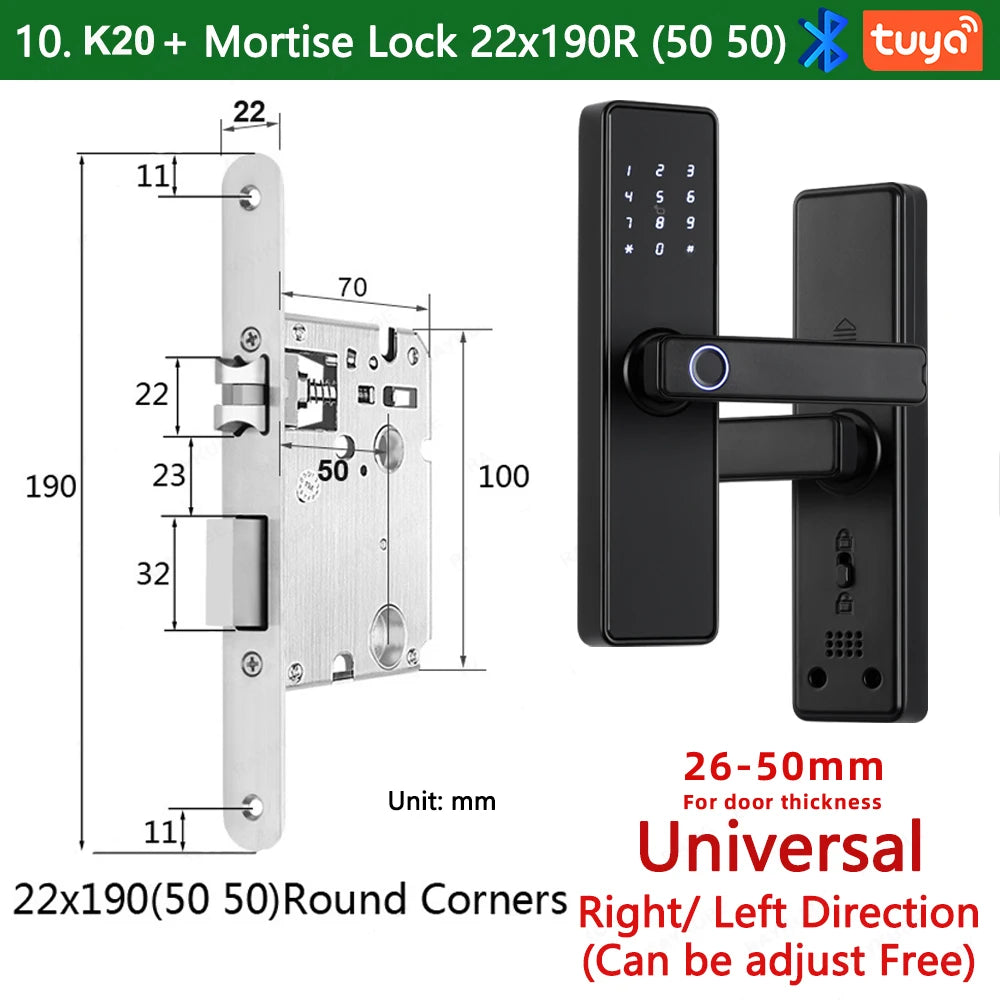 CDOK K20-Tuya Bluetooth door lock, multiple unlocking methods, suitable for office/apartment/B&B/bedroom doors