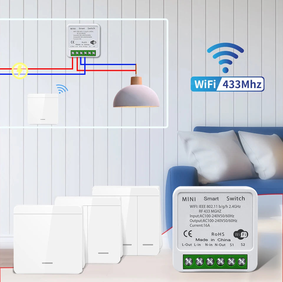 Tuya Smart WiFi Switch For Lighting RF 433MHz Wireless Switch Smart Life APP Voice Control Work With Alexa Google Home Alice